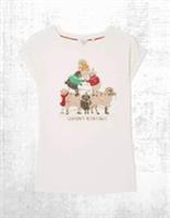 Ex Fat Face Women's SS Season Bleatings Sheep T-Shirt in Ivory (A Bit Defect) - 14 Regular