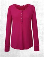Womens Fat Face Long Sleeve Skye Rib Henley T-Shirt Rose Red (A Bit Defect) - 12 Regular
