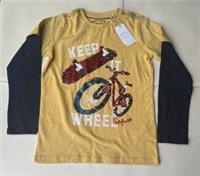 Fatface Boys Yellow Reverse Sequin Bike Top Age 10-11 Yrs *BNWT