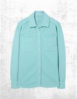 Womens Fat Face Waffle Cotton Collared Pockets Jersey Shirt Aqua Blue (Defect) - L Regular
