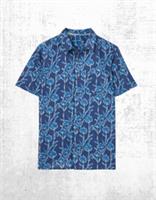 Mens Fat Face Short Sleeve Sprig Print 100% Cotton Shirt Blue (A Bit Defect) - L Regular