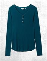 Womens Fat Face Jersey Long Sleeve Cotton Maple Henley T-Shirt Green (Defect) - 10 Regular