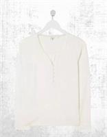 Womens Fat Face Jersey Long Sleeve Henley Pyjama Top Ivory (A Bit Defect) - 16 Regular