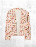 Womens Fat Face Floral Quilted Jersey Jacket Pockets Cotton Ivory Lightweight - 12 Regular