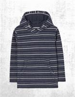 Mens Fat Face Textured Multi Long Sleeve Trescowe Stripe Hoodie Blue (Defect) - M Regular