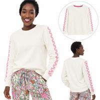 Womens Fat Face Long Eve Embroidered Sleeve Sweatshirt Ivory (A Bit Defect) - 8 Regular