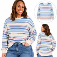 Womens Fat Face Natural 100% Cotton Stripe Crew Sweatshirt White (A Bit Defect) - 8 Regular