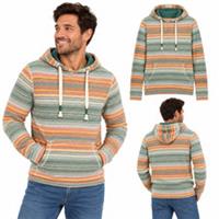 Mens Fat Face Long Sleeve Trescowe Chest Stripe Sweat Hoodie Green (Defect) - S Regular