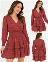 Womens Fat Face Long Sleeve Amba Jersey Dress Red (A Bit Defect) - 12 Regular