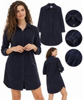 Womens Fat Face Long Sleeve Chester Cord Shirt Dress in Dark Navy - 10 Regular