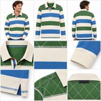 Mens Fat Face Long Sleeve Block Stripe Rugby Shirt Green (A Bit Defect) - L Regular