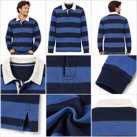 Mens Fat Face Long Sleeve Block Stripe Rugby Shirt Navy (A Bit Defect) - L Regular