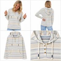 Womens Fat Face Daisy Natural Textured Stripe Overhead Hoodie Multi (Defect) - M Regular