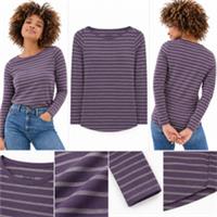 Womens Fat Face Long Sleeve Cotton Sparkle Breton T-Shirt Green (A Bit Defect) - 14 Regular