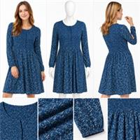 Womens Fat Face Nina Woodblock Jersey Dress Blue (A Bit Defect) - 12 Regular
