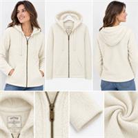 Womens Fat Face Newbury Textured Zip Through Hoodie Ivory (A Bit Defect) - 12 Regular