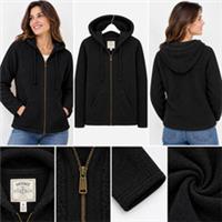 Womens Fat Face Newbury Textured Zip Through Hoodie Black (A Bit Defect) - M Regular