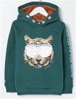 Fat Face Boys Green 2 Way Sequin Tucker Tiger Hoodie Age 10-11 Years *BNWT*