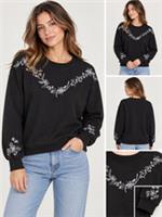 Womens Fat Face Cotton Long Sleeve Embroidered Sweatshirt Black (A Bit Defect) - 8 Regular
