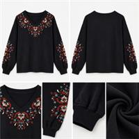 Womens Fat Face Embroidered V Neck Long Sleeve Sweatshirt Black (Defect) - 8 Regular