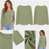 Womens Fat Face Organic Bree Long Sleeve Cotton T-shirt Olive Green (Defect) - 12 Regular