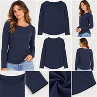 Womens Fat Face Organic Bree Long Sleeve Cotton T-shirt Navy (Defect) - 18 Regular
