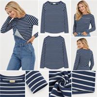 Womens Fat Face Cotton Long Sleeve Breton Top Navy White Stripe (A Bit Defect) - 12 Regular