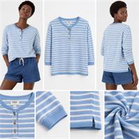Womens Fat Face Sleeve Southbourne Stripe Sweat Top Light Blue (Defect) - 8 Regular
