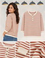Womens Fat Face Sleeve Southbourne Stripe Sweat Top in Ivory Brown - 12 Regular