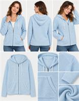 Womens Fat Face Long Sleeve Hemsby Textured Zip Through Light Blue (Defect) - 14 Regular