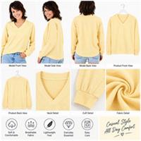 Womens Fat Face Cotton Relaxed V Neck Sweatshirt Light Yellow (A Bit Defect) - 6 Regular