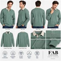 Mens Fat Face Long Sleeve Block Stripe Rugby Shirt Green (A Bit Defect) - XL Regular