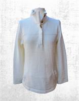 Womens Fat Face Half Button Long Sleeve Textured Sweatshirt White (A Bit Defect) - M Regular