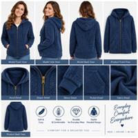 Womens Fat Face Newbury Textured Zip Through Hoodie Blue (A Bit Defect) - 12 Regular