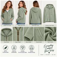 Womens Fat Face Long Sleeve Hemsby Textured Zip Through Hoodie Green (Defect) - 10 Regular