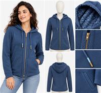Womens Fat Face Long Sleeve Hemsby Textured Zip Through Hoodie Blue (Defect) - 8 Regular