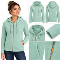 Womens Fat Face Long Sleeve Hemsby Textured Zip Through Hoodie Green (Defect) - 18 Regular
