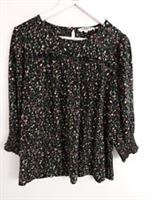 Fat Face Dot Print Blouse Size 14 Black Mix Long Sleeve Shirred Sleeve NEW F2 - 14 Regular