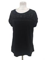 FatFace Women's Top Size 14 Black Ivy Embroidered Short Sleeved New F1 - 14 Regular