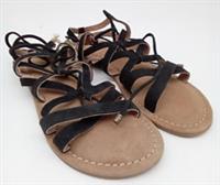 Fat Face Suede Reena Lace Up Strappy Sandals Black Size 6 NEW F2