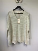 BNWT Ladies Fat Face Natural Stephanie Linen Blend V-Neck Jumper, UK 8, Tagged - 8 Regular