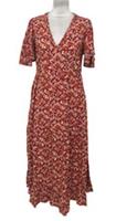 Fat Face Women's Dress Size 8S Rust Red & Orange Mix Floral Tiered Ruffle New F1 - 8S Petites