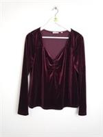 FatFace Women's Valerie Velvet Top Plum Size 16 Long Sleeve NEW F2 - 16 Regular