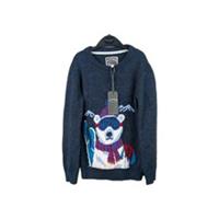 Fat Face Polar Bear Jumper Boys Age 8-9 Years Navy Skiing Cotton Blend Pullover