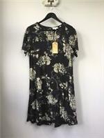 BNWT Ladies Fat Face Black Bird Print/Floral Dress With Pockets, UK 10, - 10 Regular