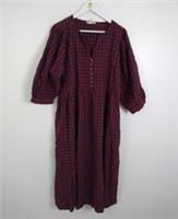 Fat Face Ceil Gingham Pure Cotton Midi Dress Red Mix Size 18 Seersucker NEW F2 - 18 Regular