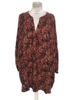 Fat Face Women's Top Size 20 Brown Mix Tunic Textured Fabric Puff Sleeve New F1 - 20 Regular