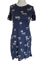 Ex Fat Face Blue Palm Tree A Line Knee Length Dress Size 6 - 6 Regular