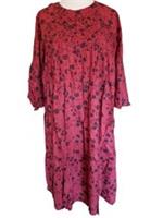 Ex Fat Face Red Floral Smocked Shift Dress Size 12 - 12 Plus