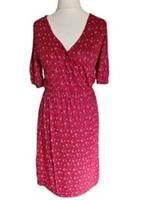 Ex Fat Face Red Batik Knee Length Wrap Dress Size 8 - 8 Regular